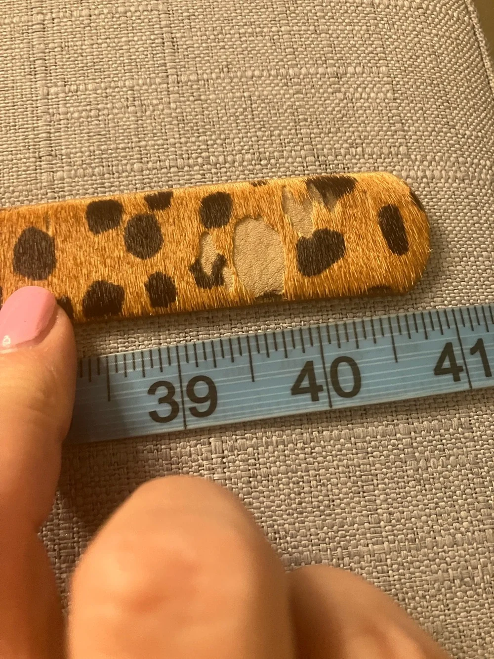 Talbots Leopard Spot Calf Hair Belt in Tan and Black with Gold-Tone D-Ring